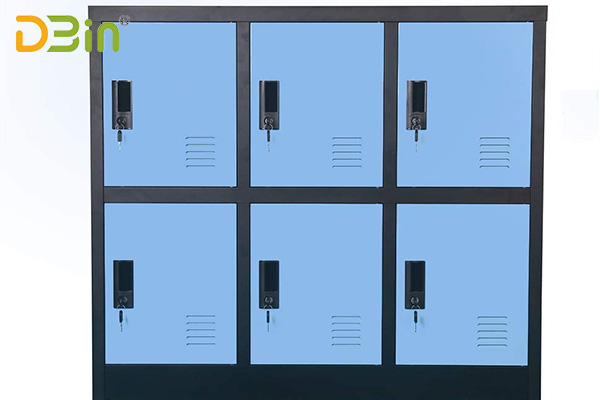 suitable Small blue steel 6 doors locker for echildren's school